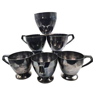 Antique Art Deco Gebruder Heppner 90 Silver Plated Hotel Coffee Cups Set Of 6